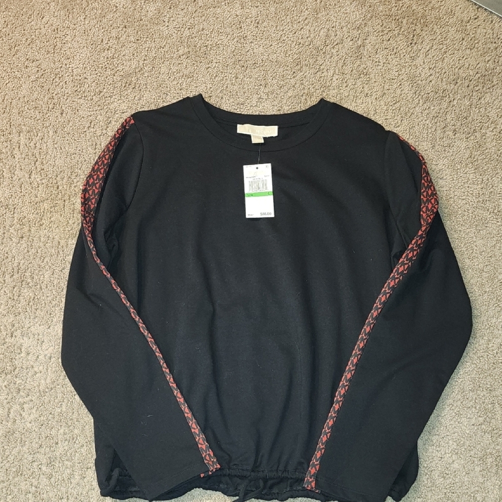 Michael Kors Black Sweatshirt with Red Accents